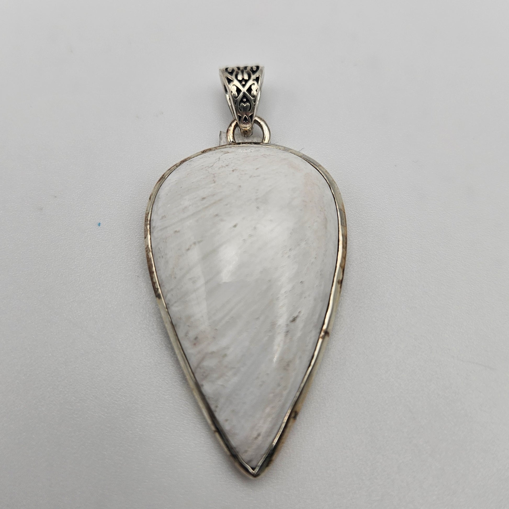 Sterling Silver Pear Shape Scolosite Pendant 2.25 inch.