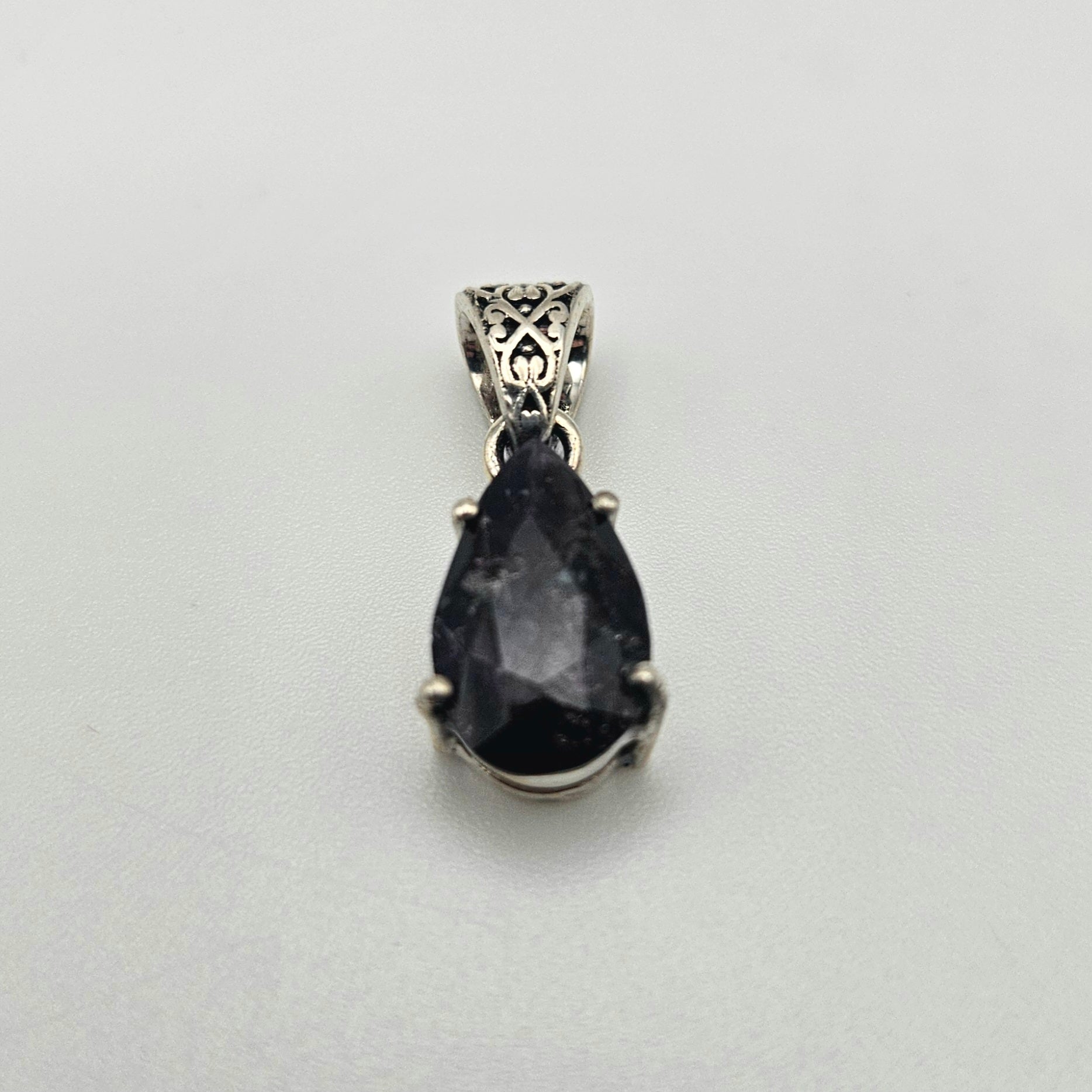 Sterling Silver Pear Shaped Cacoxenite Pendant 1 inch.