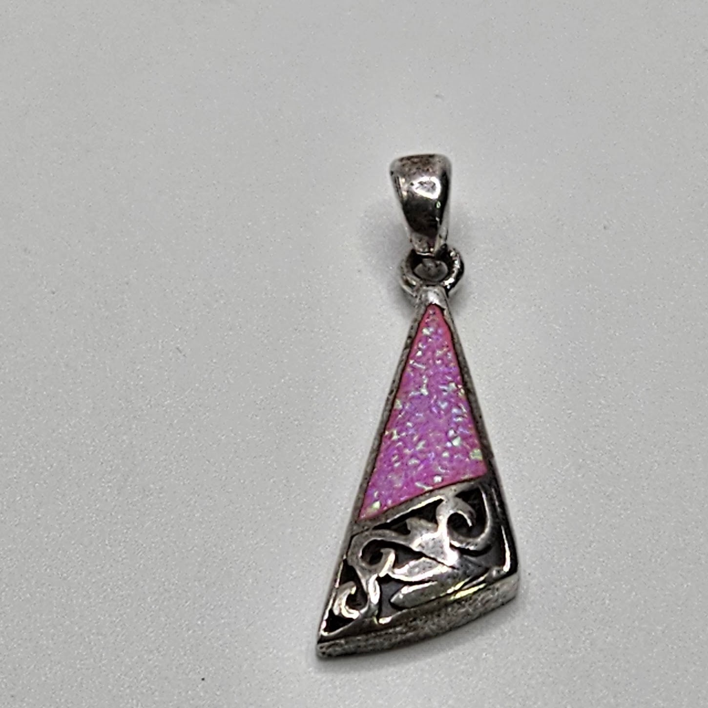 Sterling Silver Pink Opal Pendant.