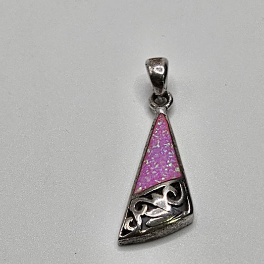 Sterling Silver Pink Opal Pendant.
