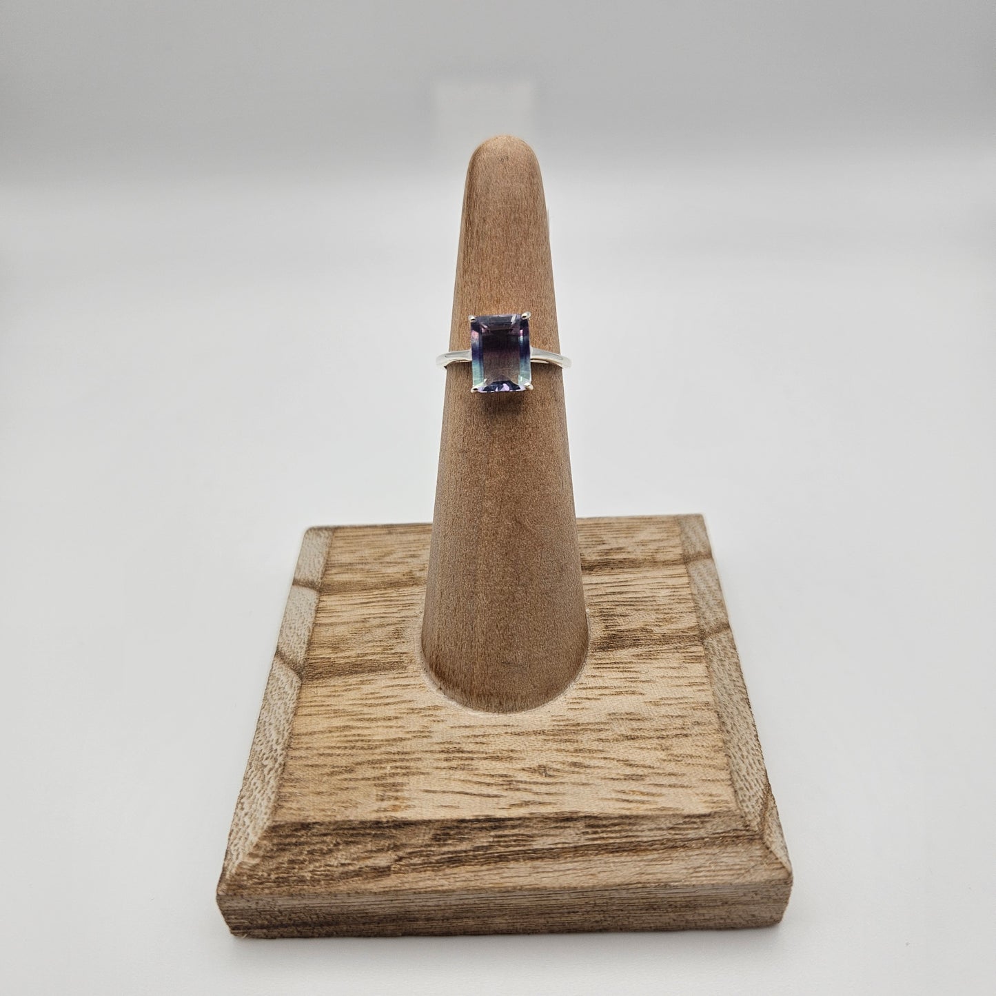 Sterling Silver Rainbow Fluorite Ring Size 5.