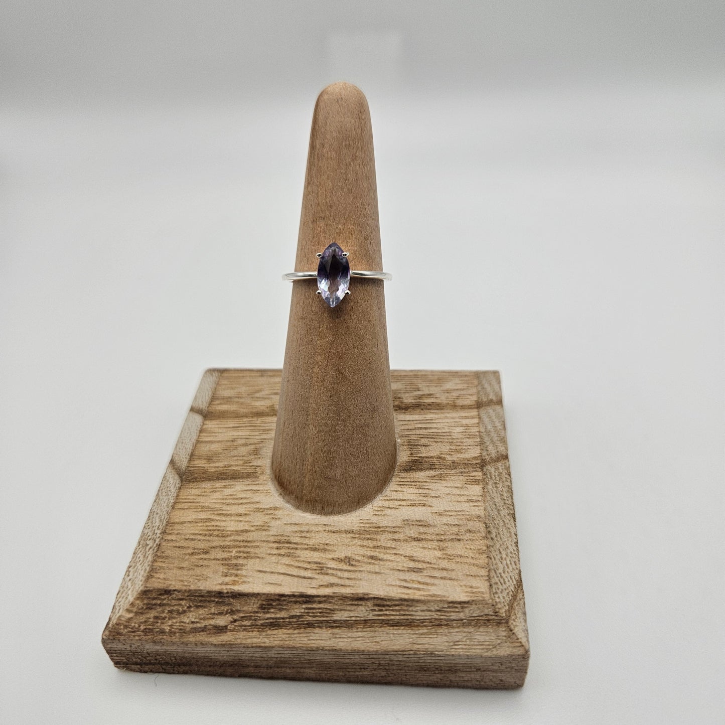 Sterling Silver Rainbow Fluorite Ring Size 6.