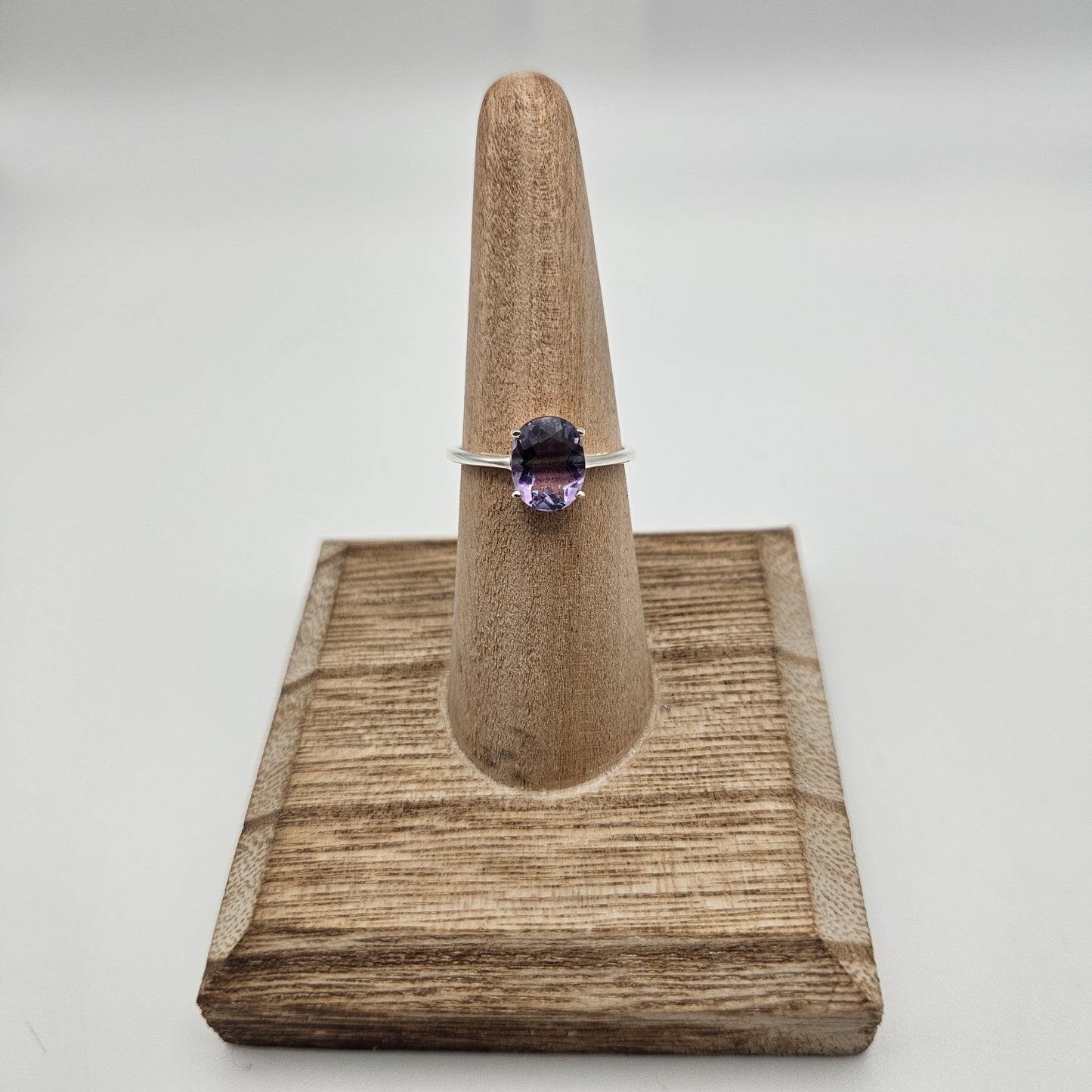 Sterling Silver Rainbow Fluorite Ring Size 8.