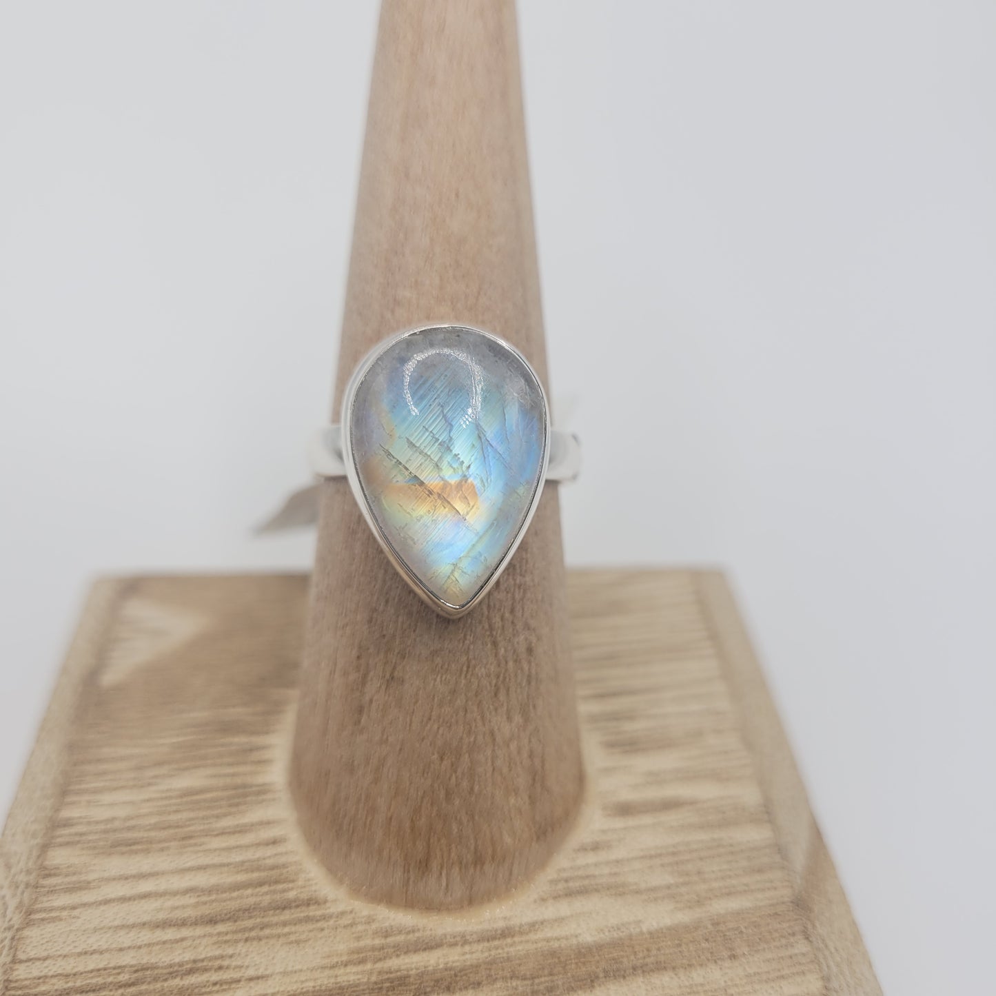 Sterling Silver Moonstone Bezel Ring. Size, Color, And Shape of Moonstone Will Vary.