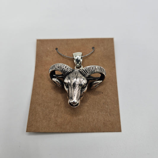 Sterling Silver Ram Pendant.
