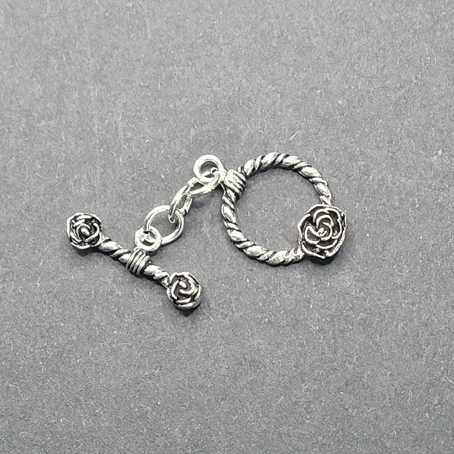 Sterling Silver Rose Toggle Clasp.
