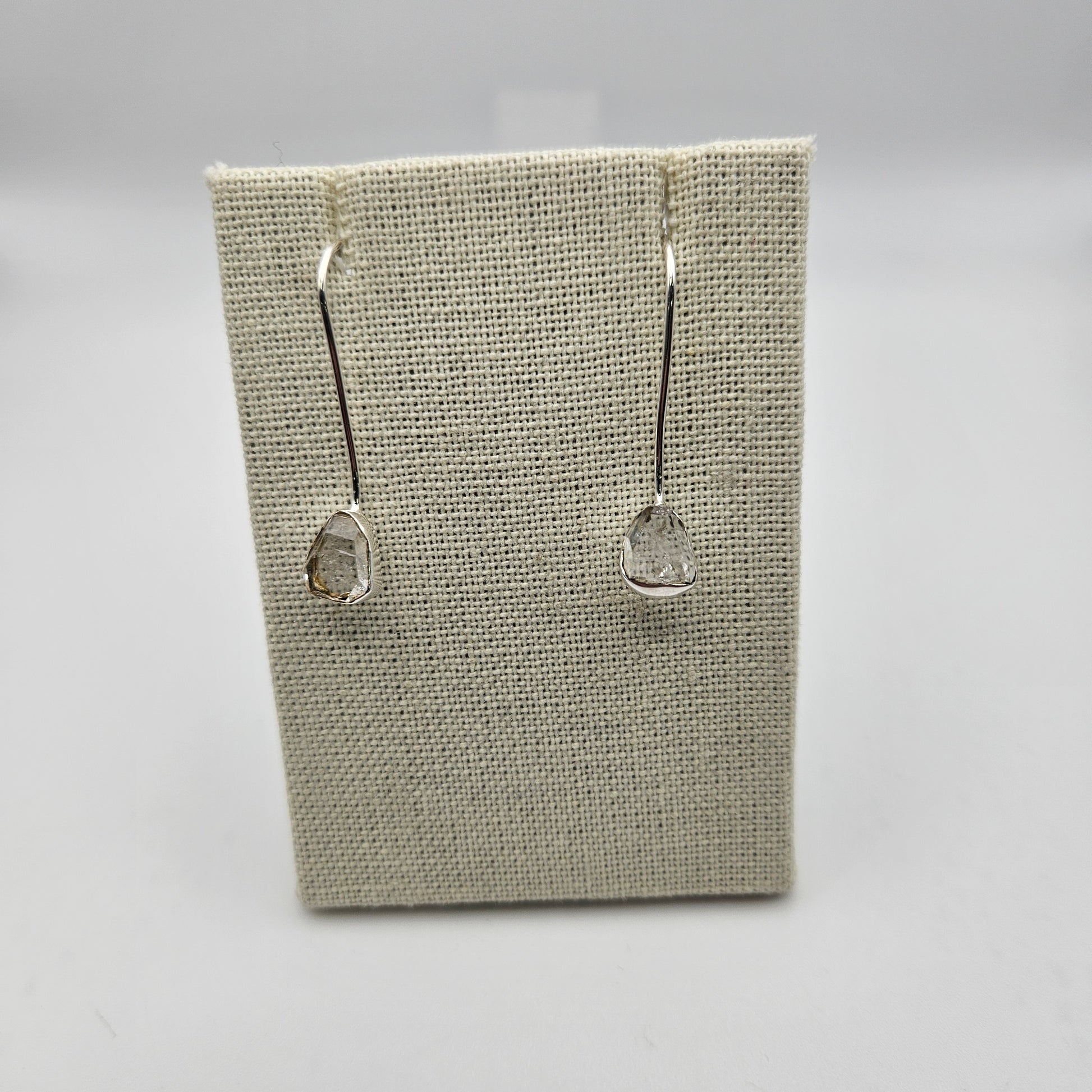 Sterling Silver Rough Pakimer Diamond Gemstone Stick Earrings.