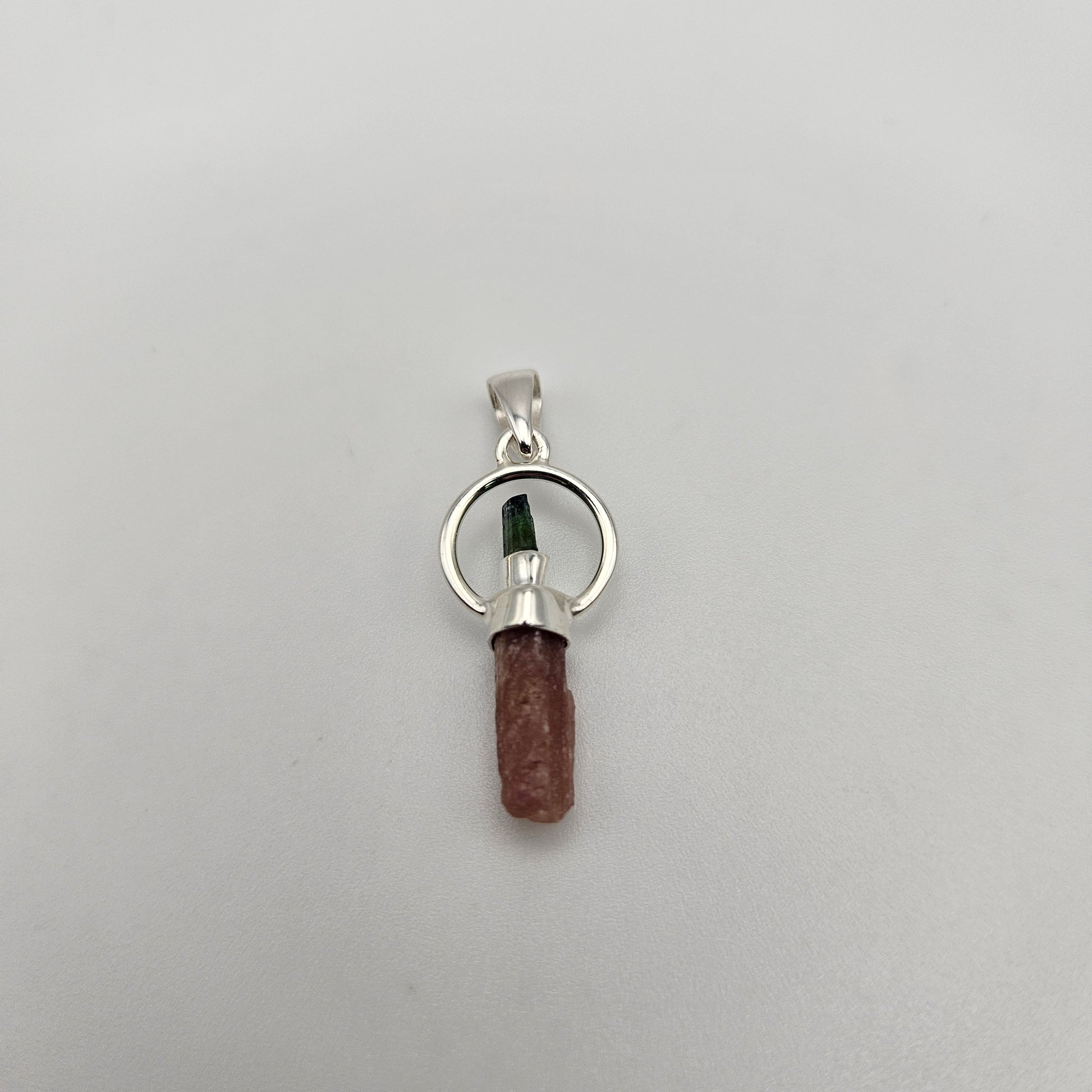 Sterling Silver Round Rough 2 Stone Pendant