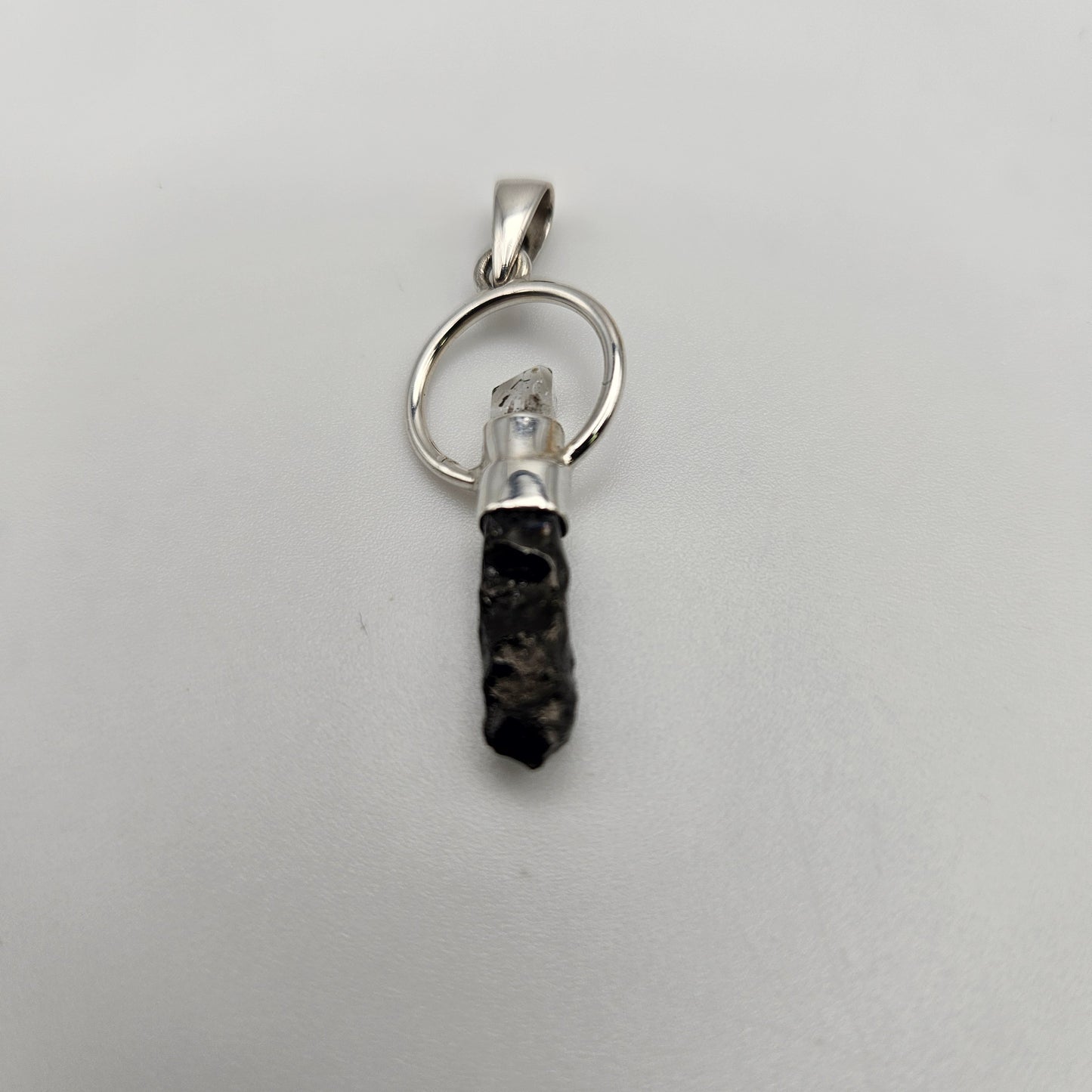 Sterling Silver Round Rough 2 Stone Pendant