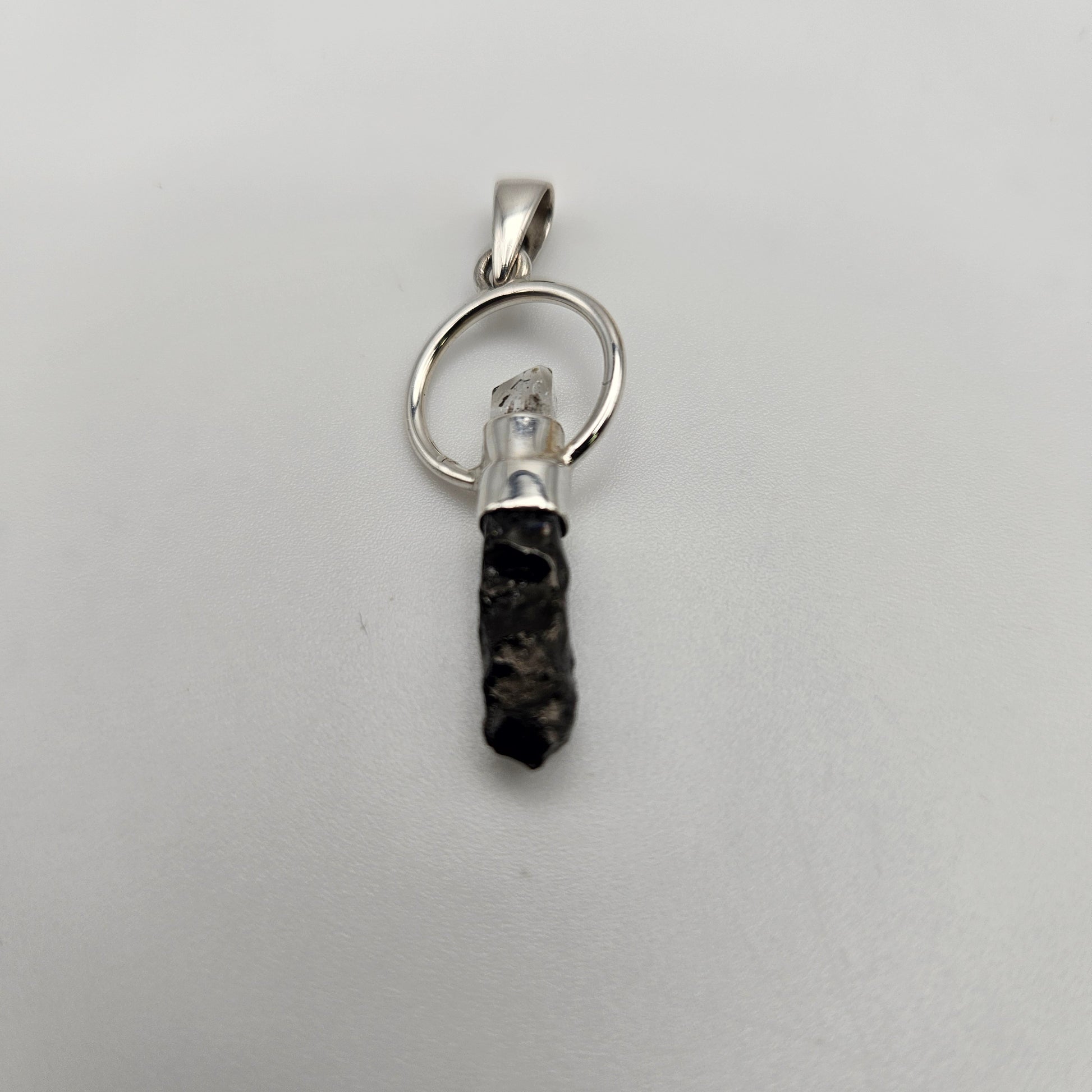 Sterling Silver Round Rough 2 Stone Pendant