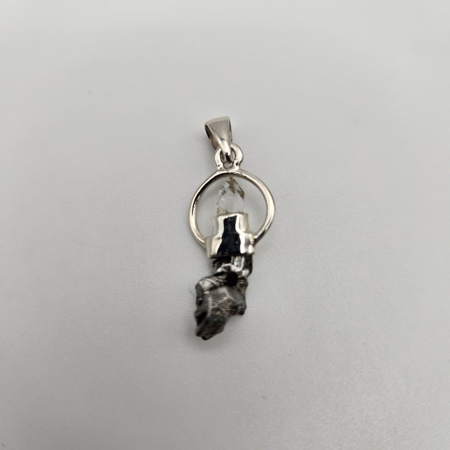 Sterling Silver Round Rough 2 Stone Pendant