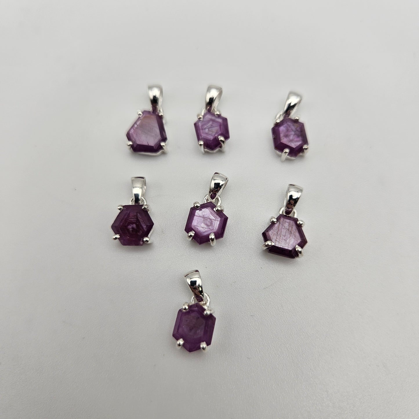 Sterling Silver Ruby Stalactite Bezel Pendant.