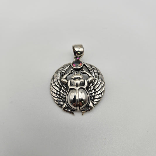 Sterling Silver Scarab Gemstone Pendant.