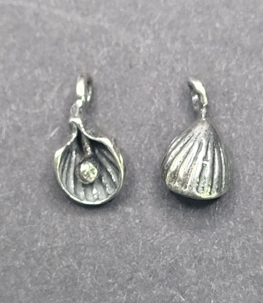 Sterling Silver Shell With Pearl Charm Sold Individually.