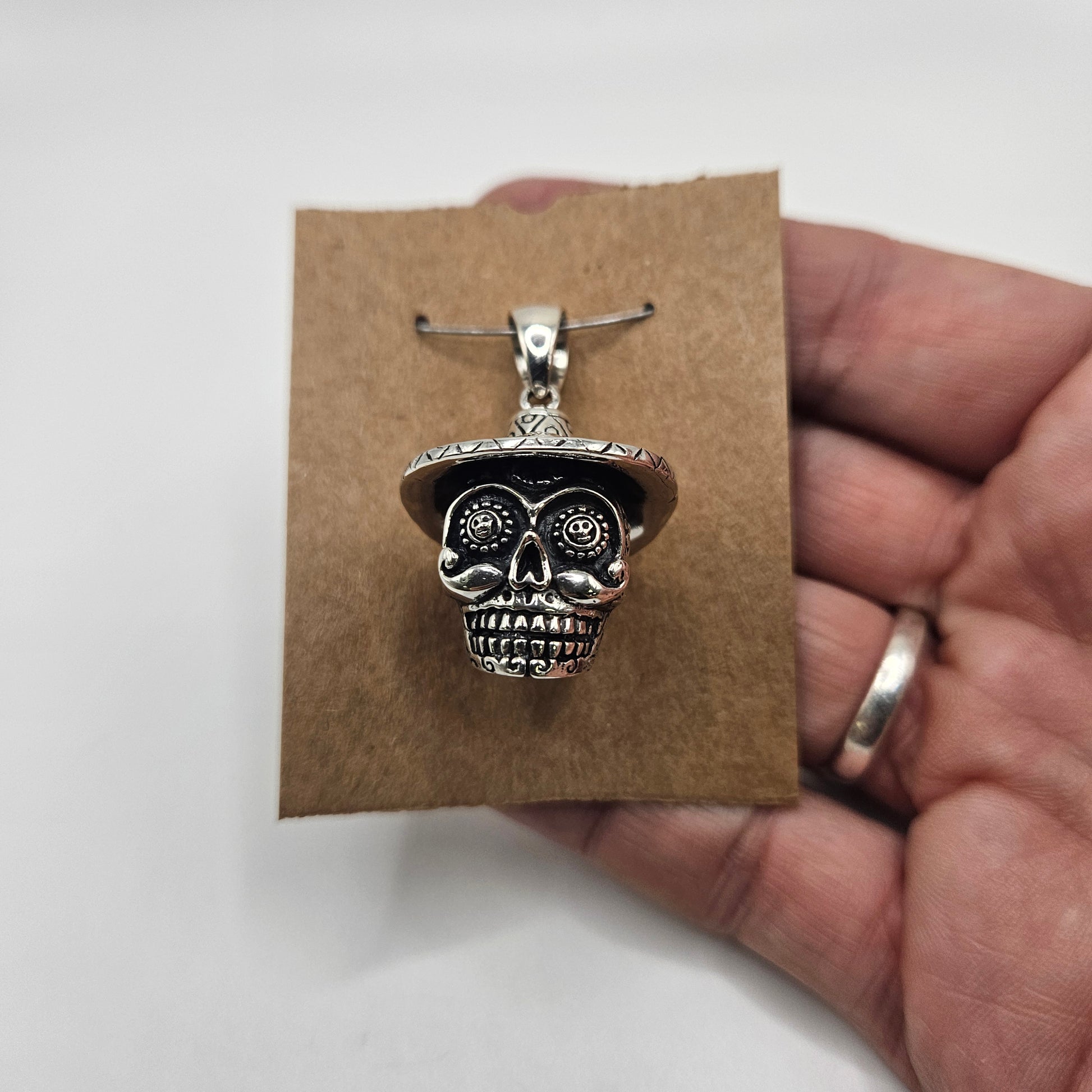 Sterling Silver Skull with Hat Pendant.