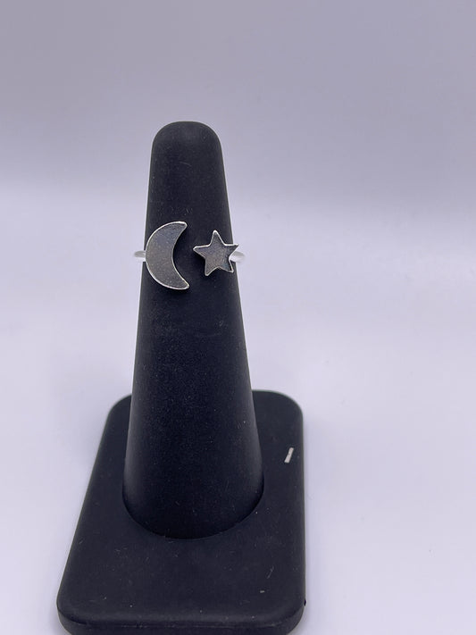 Sterling Silver Star & Moon Ring.