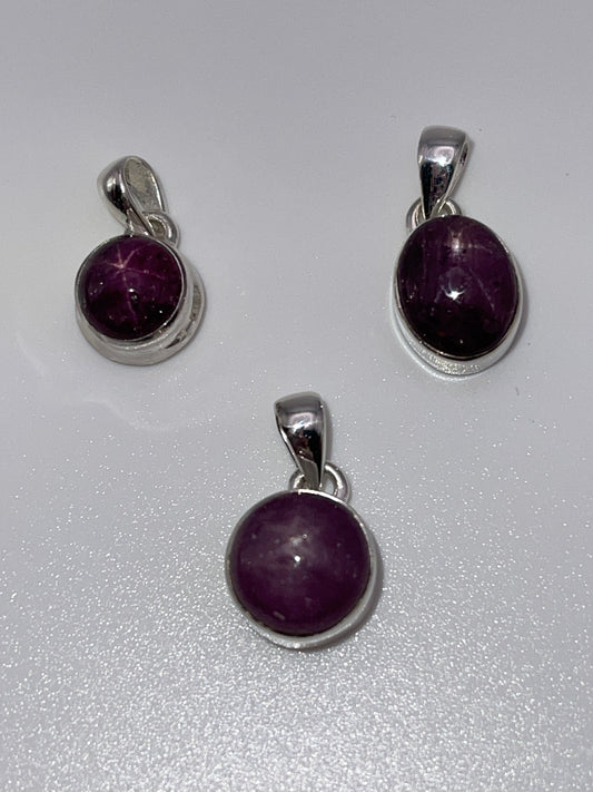 Sterling Silver Star Ruby Pendant.