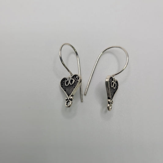Sterling Silver Swirly Heart Ear Wires Sold By Pair.