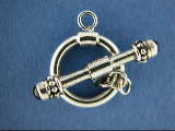 Sterling Silver Toggle Clasp Adjustable with Pearl Accent  17.5 mm.