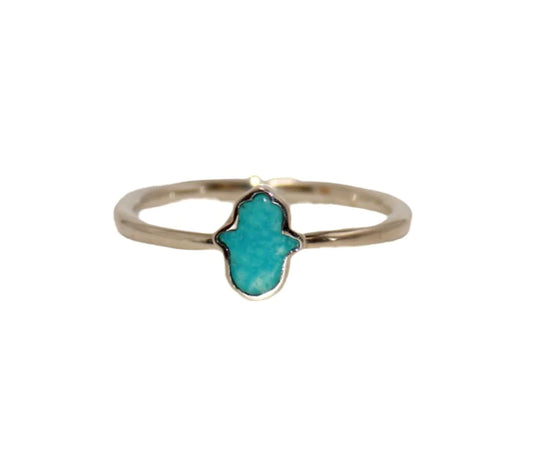 Sterling Silver Turquoise Hamsa Ring.