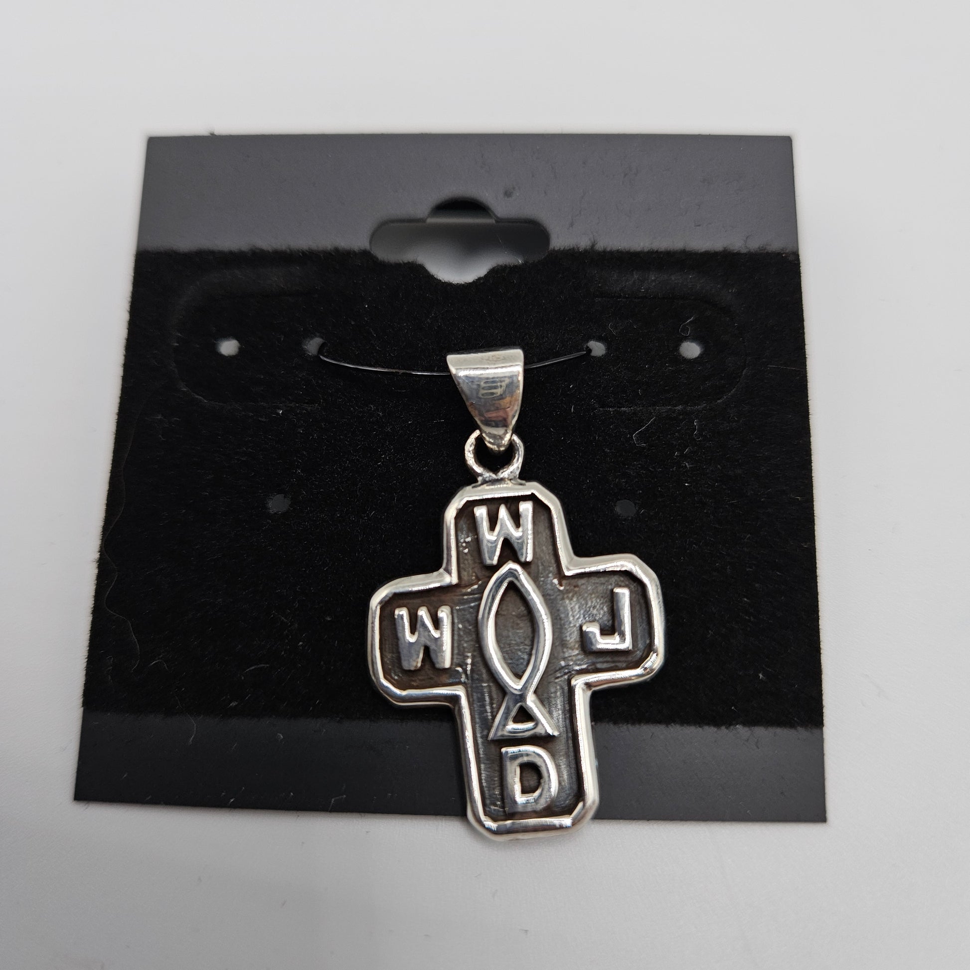 Sterling Silver WWJD Cross Pendant.