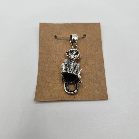 Sterling Silver Monkey Pendant.