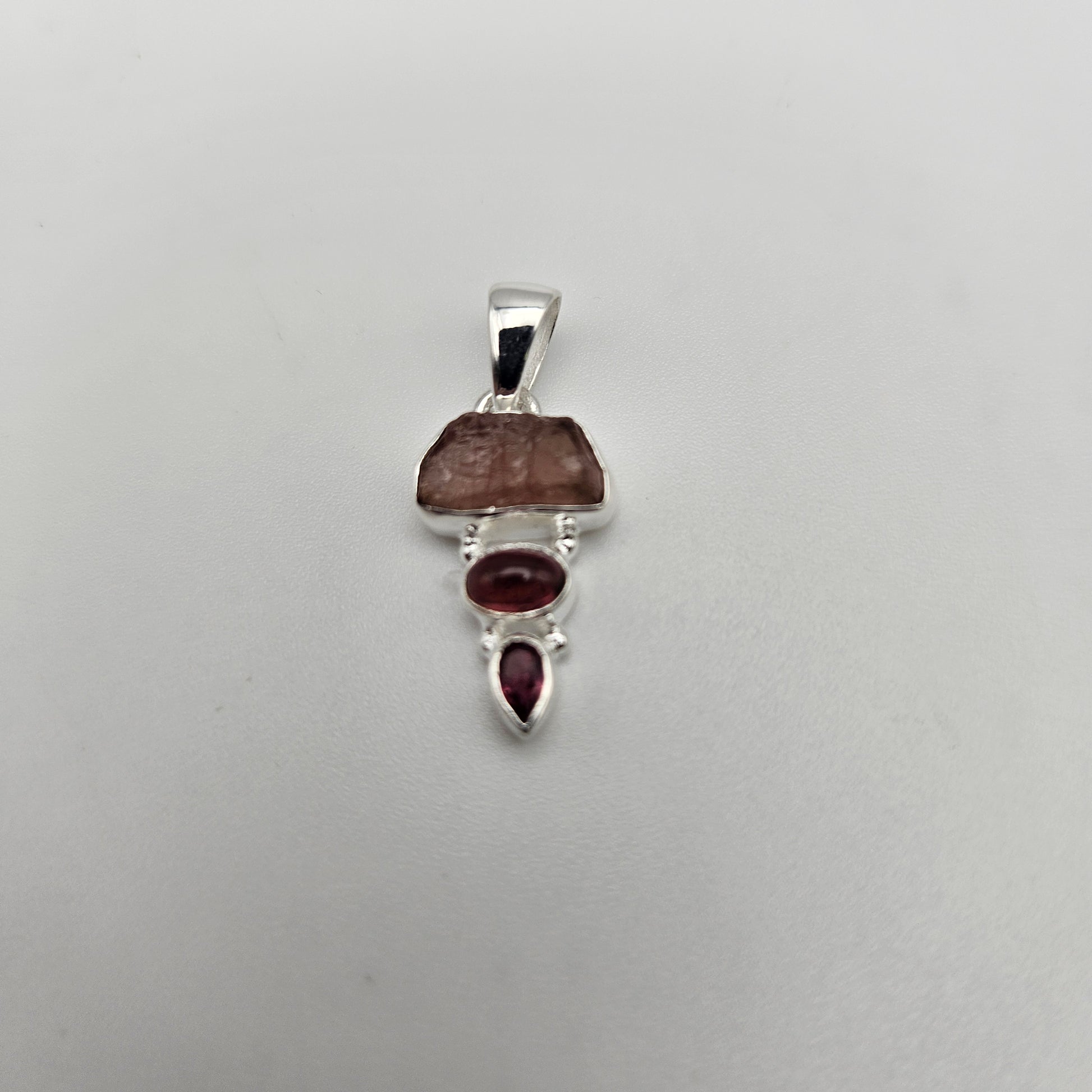 Sterling Silver Pink Tourmaline Combo Pendant.