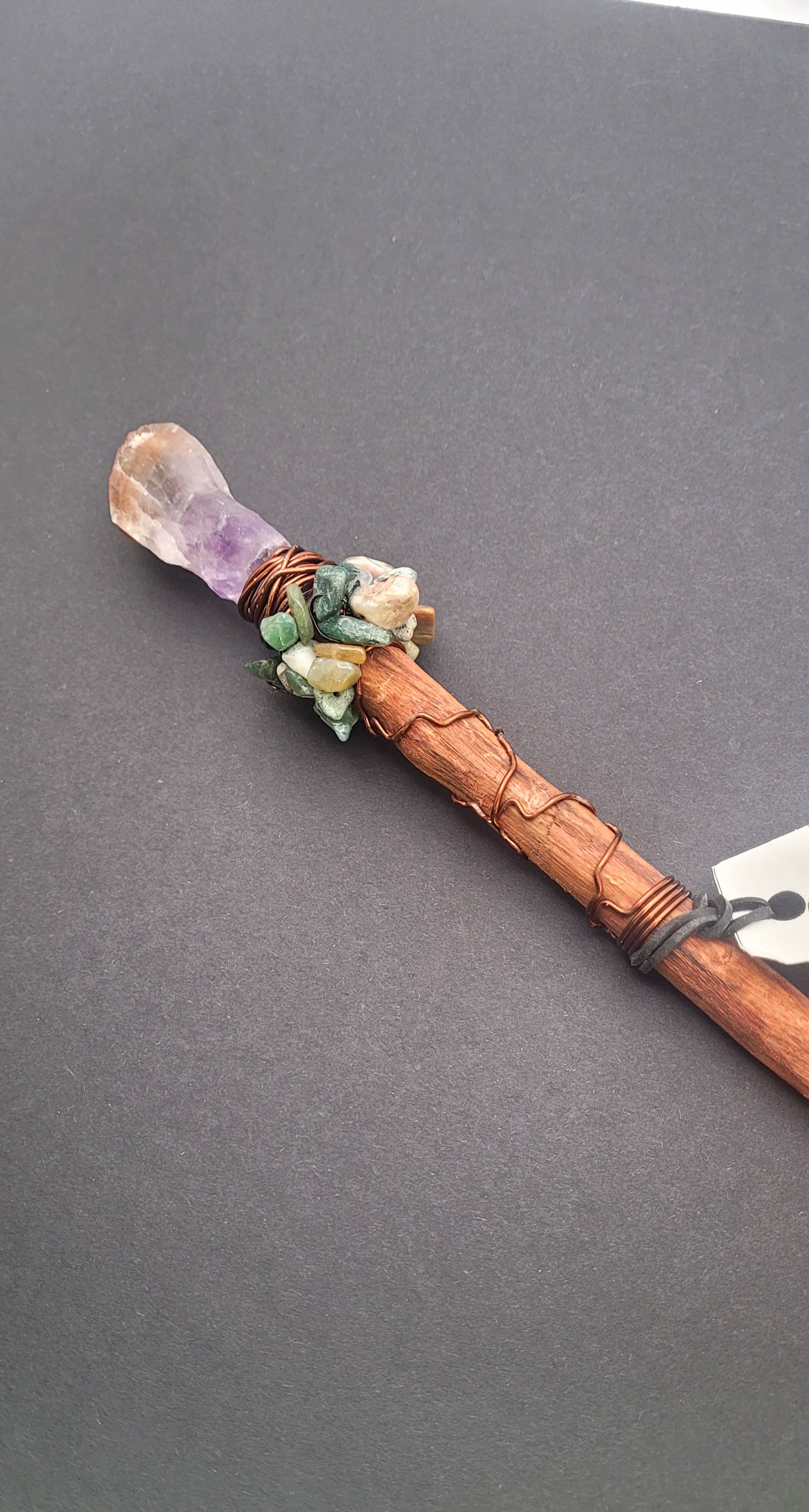 Handmade Super 7 Amethyst and Moss Agate Wand