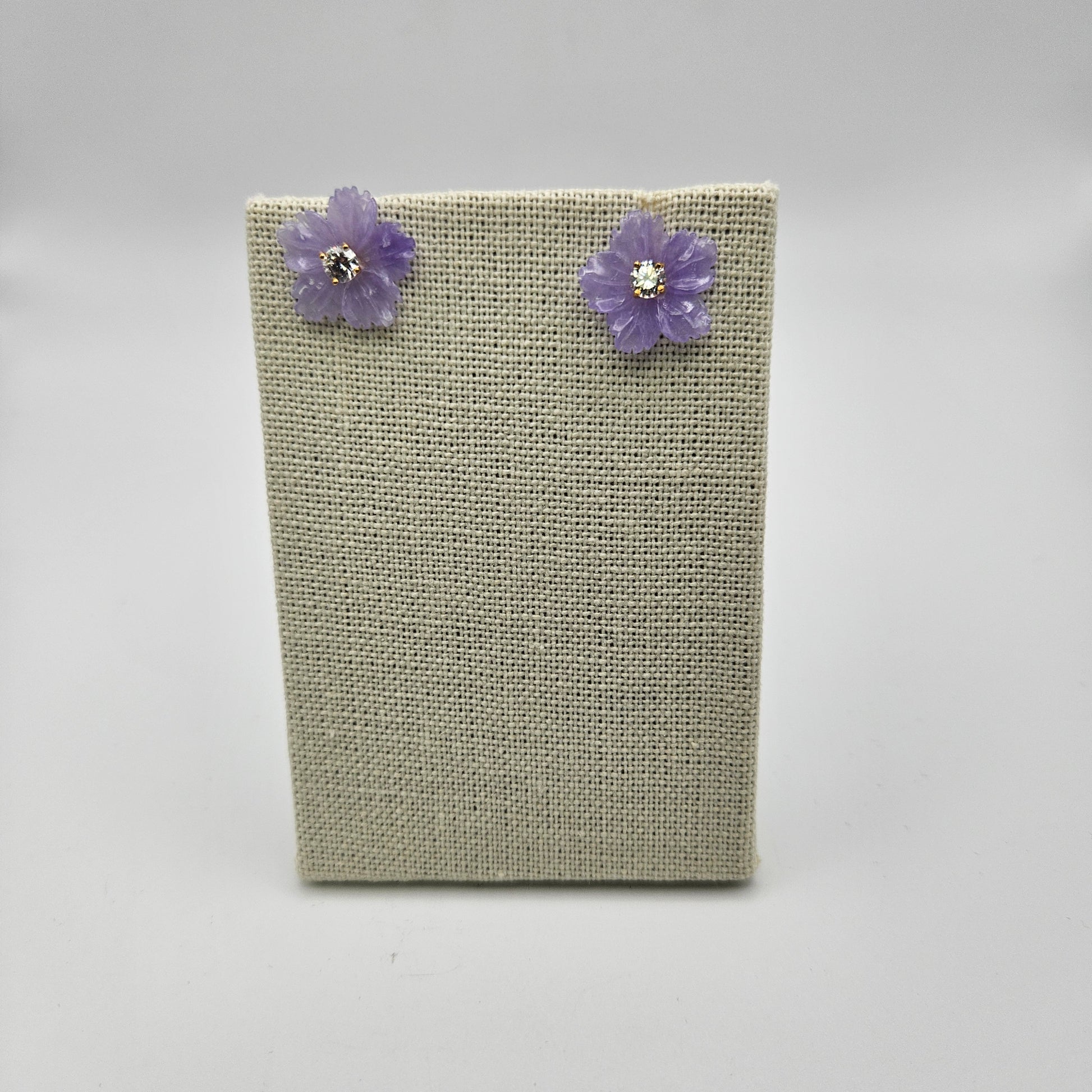 Tanzanite Quartz Carved Leaf Earrings.