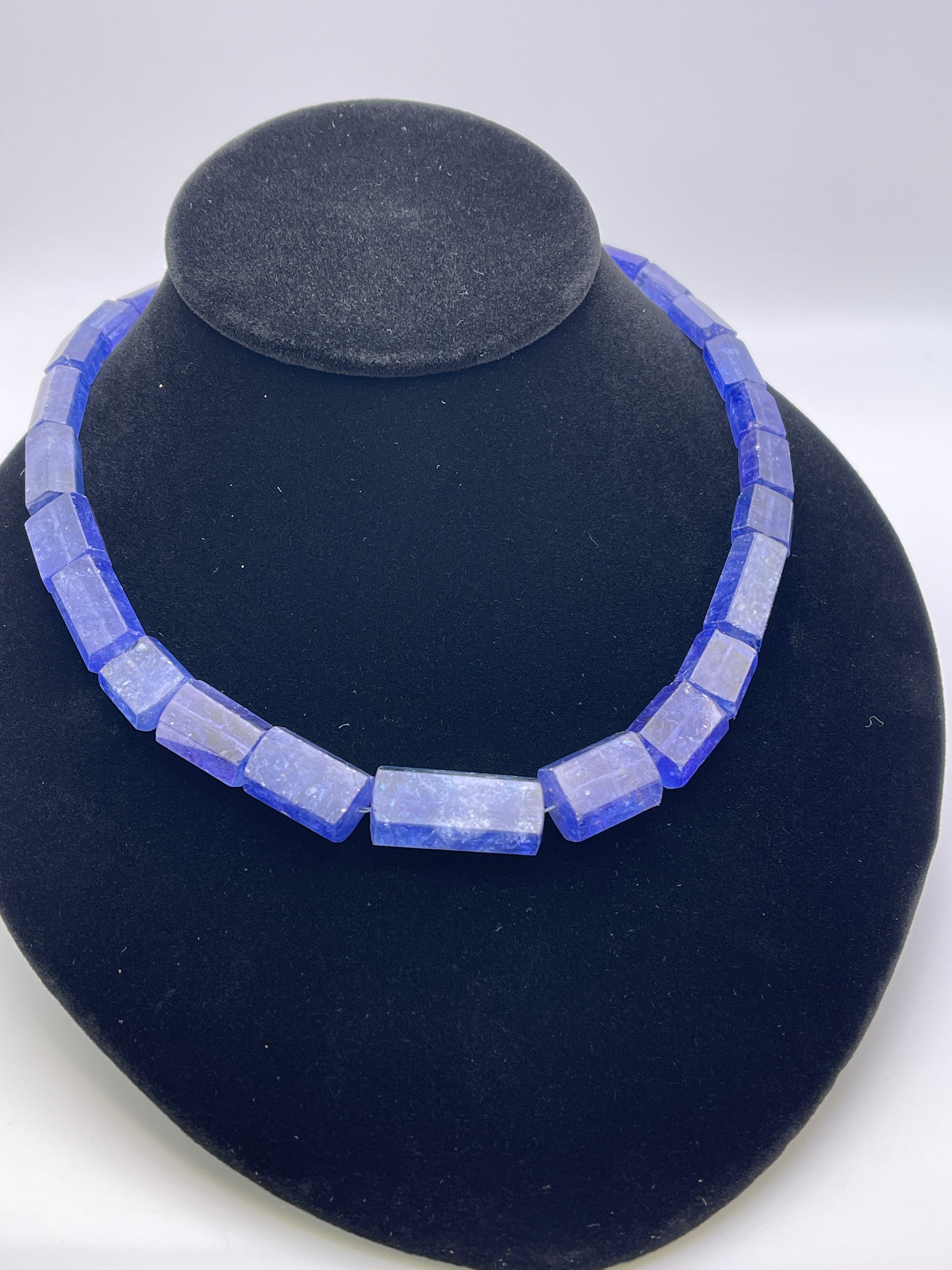 Tanzanite Rectangle Statement Graduated Bead Strand.