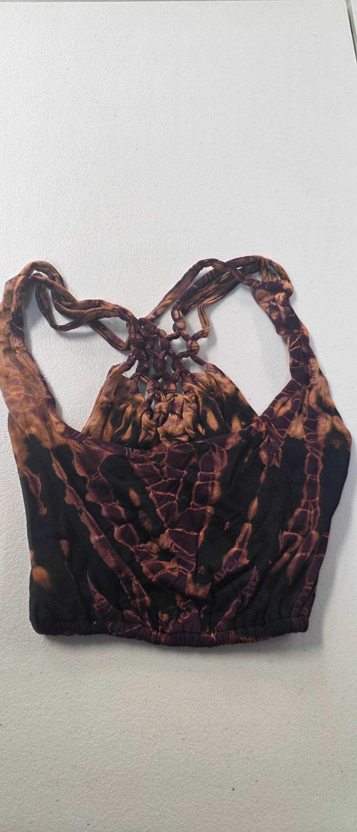 Tie-Dye Back Net Crop-Top Purple.