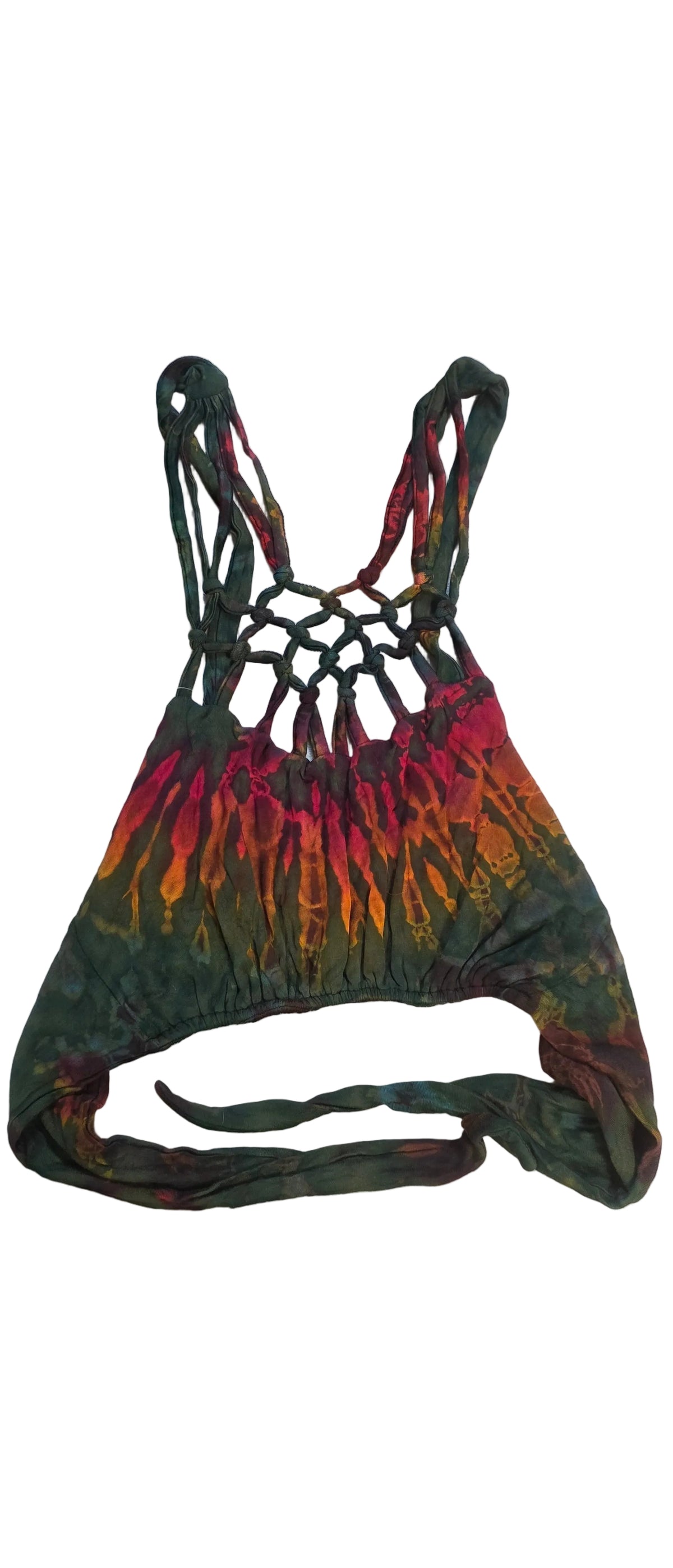 Tie-Dye Front Net Crop Top Green.