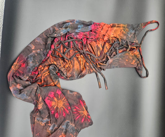 Tie-Dye Long Lace-up Dress Brown.