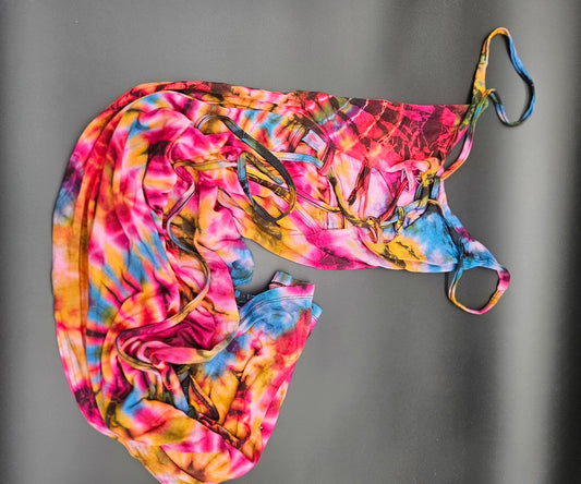 Tie-Dye Long Lace-up Dress Pink.