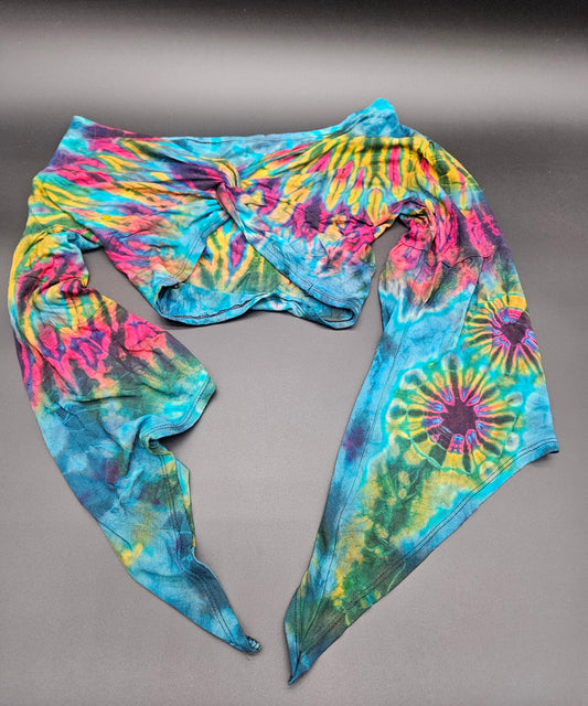 Tie-Dye Long Sleeve Crop-Top Blue.