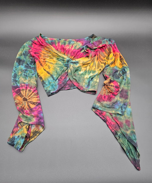 Tie-Dye Long Sleeve Crop-Top Green.