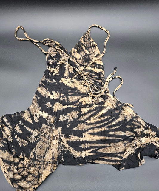 Tie-Dye Mini Lace-up Dress White.