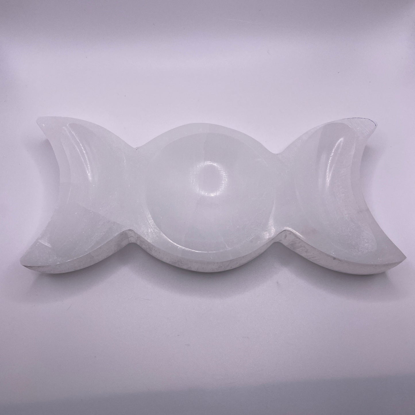 Triple Moon Selenite Bowl 6 inch.