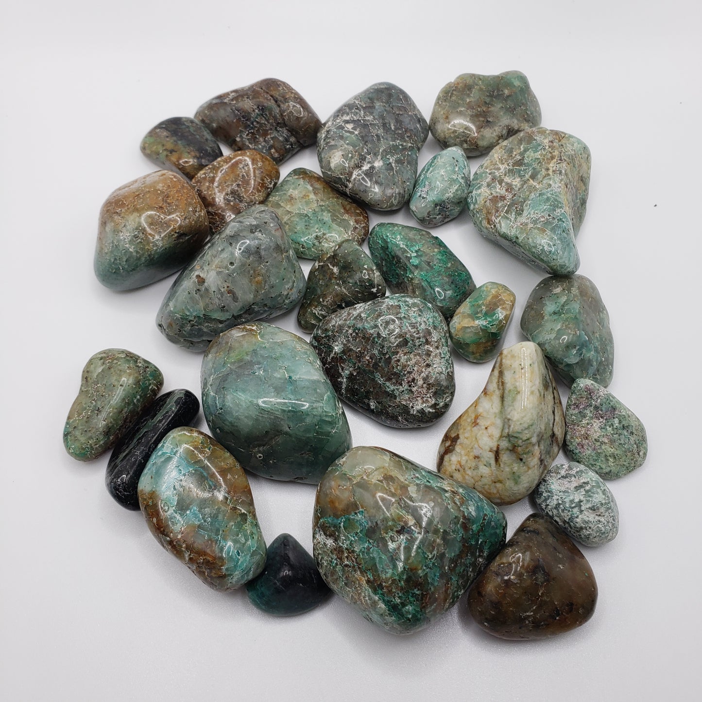Tumbled Chrysocolla Stone.
