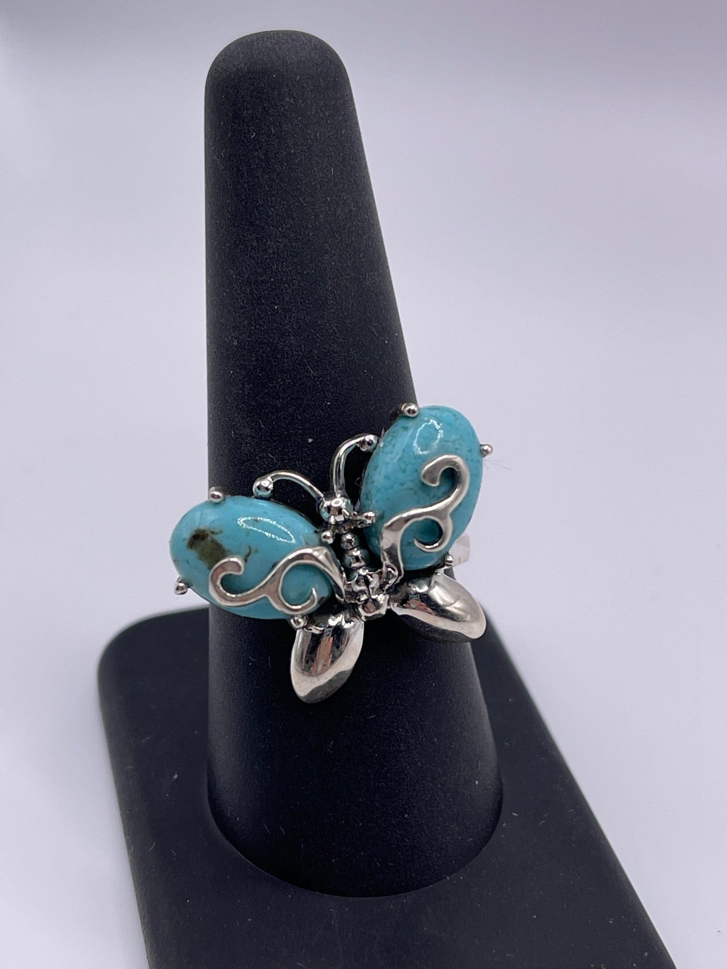 Turquoise Butterfly Ring Sterling Sil