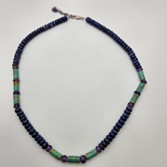 Turquoise Lapis Lazuli Beaded Necklace.
