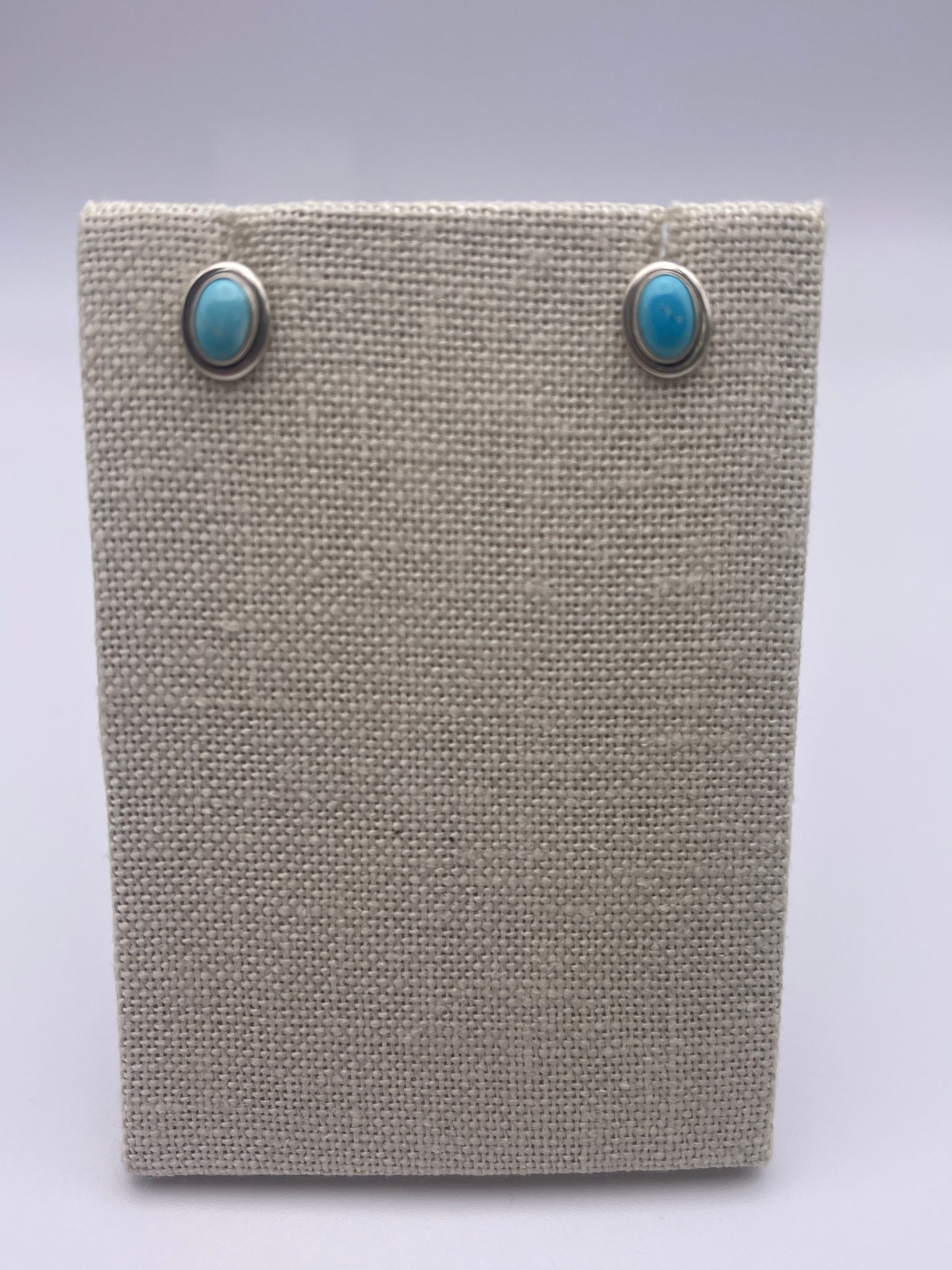 Turquoise Oval Sterling Silver Stud Earrings.