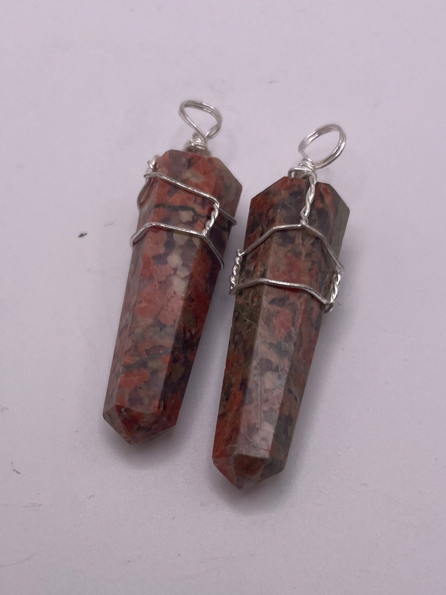 Unakite Wire Wrapped Pendant.