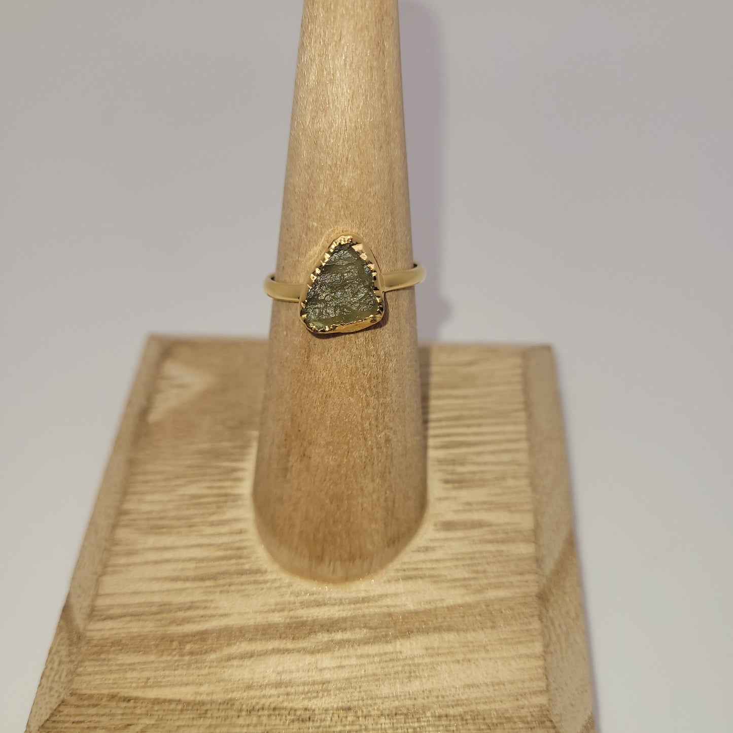 Unique 18k Vermeil Plated Sterling Silver Moldavite Ring.