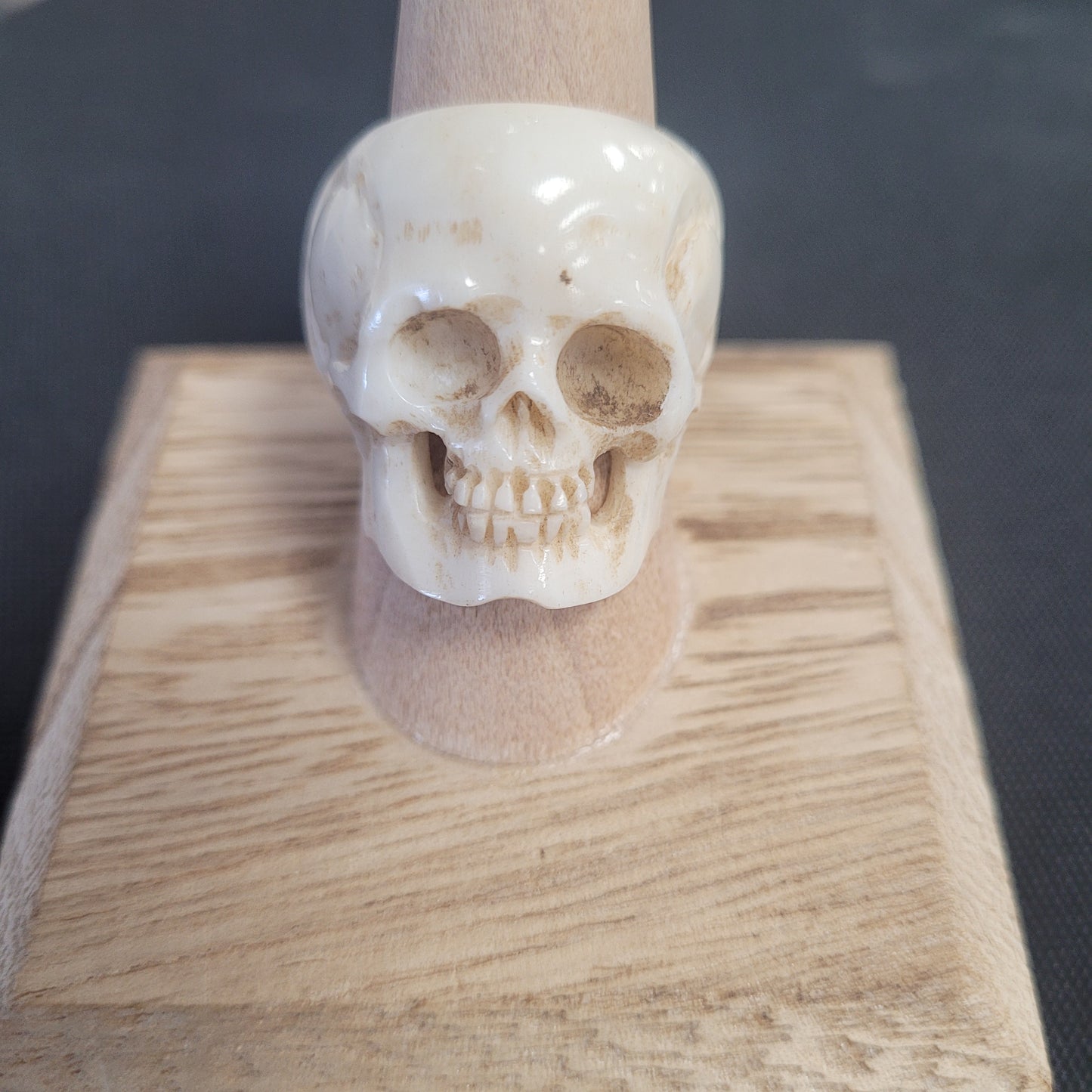 Unique Bone Skull Ring Size 10.
