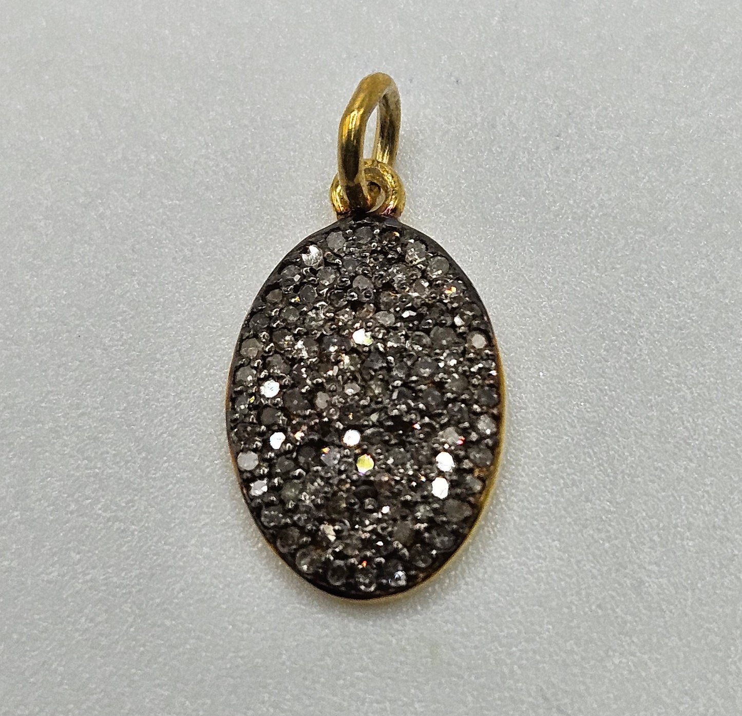Vermeil Diamond Dark Oval Pendant.