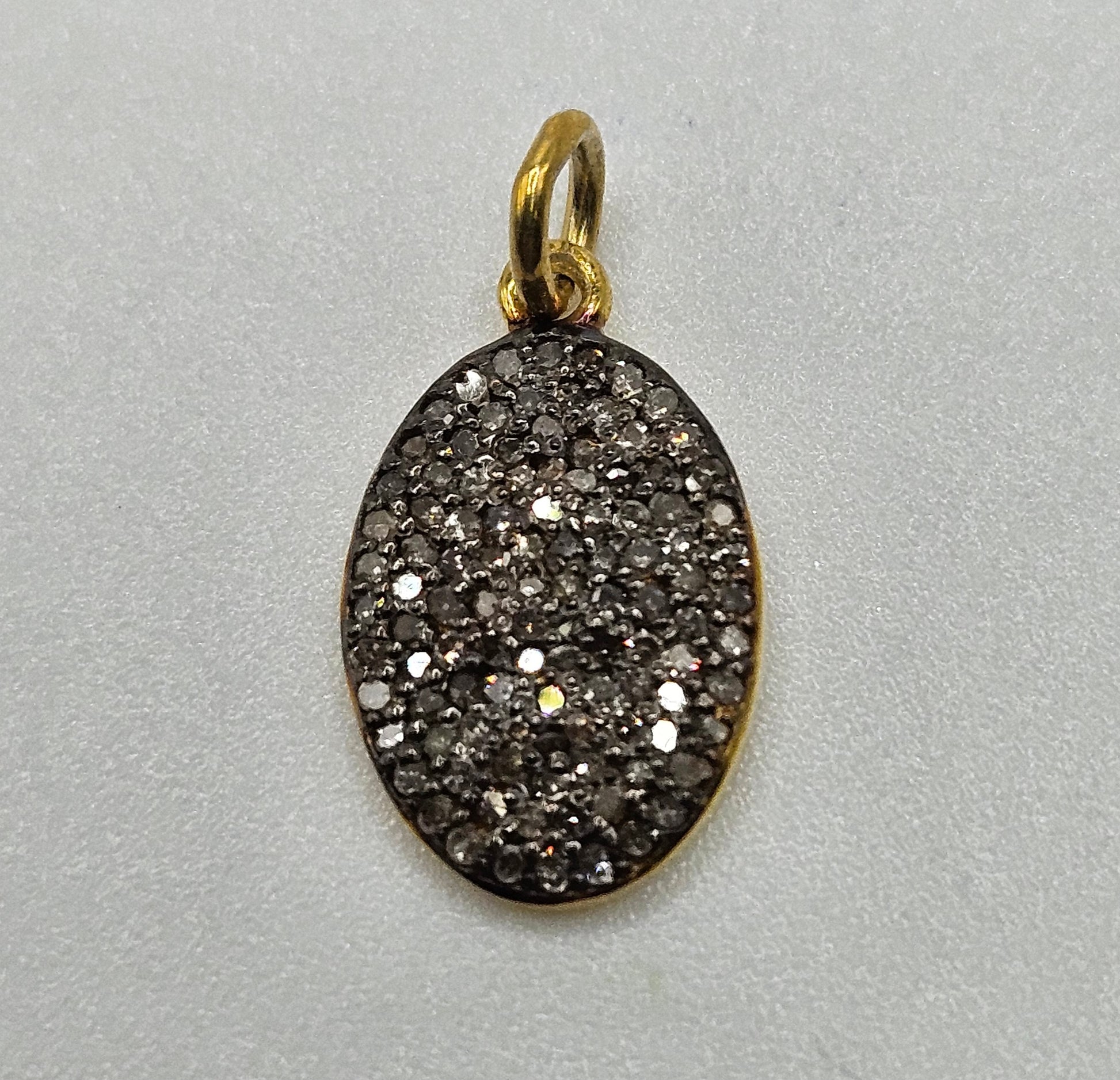 Vermeil Diamond Dark Oval Pendant.