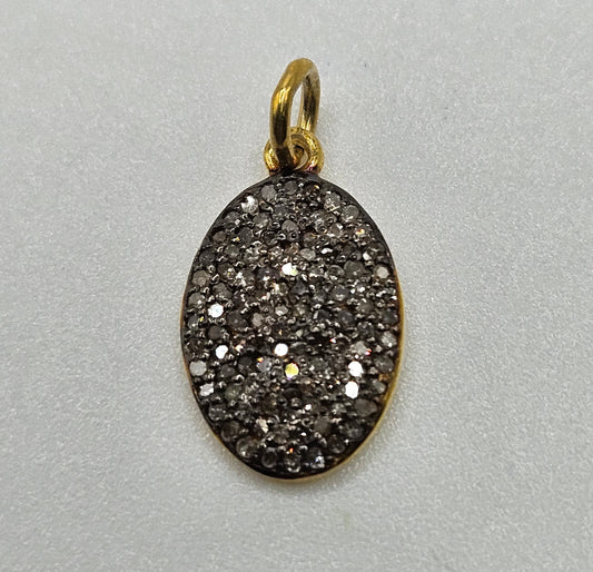 Vermeil Diamond Dark Oval Pendant.