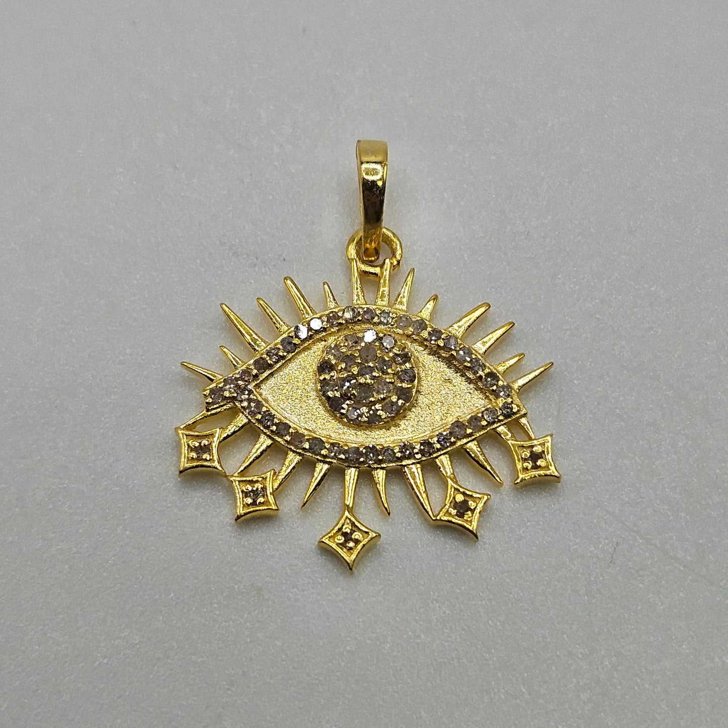 Vermeil Diamond Evil Eye Drop Pendant.