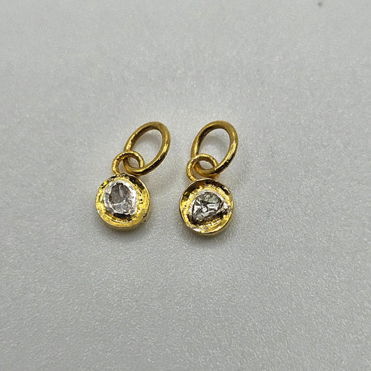 Vermeil Diamond Round Charm Pendant.